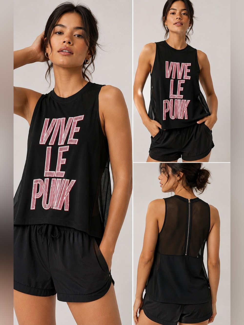 H&M Vive Le Punk Sleeveless Muscle Style Top w Back Sheer Paneling Size S